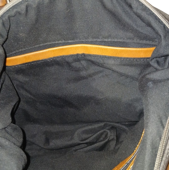 Isabelle Gray/Brown Leather Crossbody Satchel Hand Bag - Picture 6 of 11